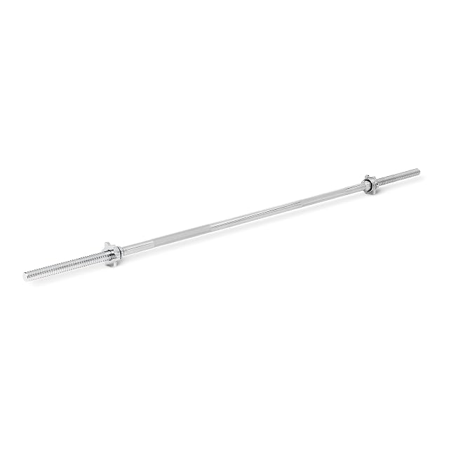 Amazon Basics verchromte Langhantel von 152 cm mit gerippten Griffzonen und Sternverschlüssen