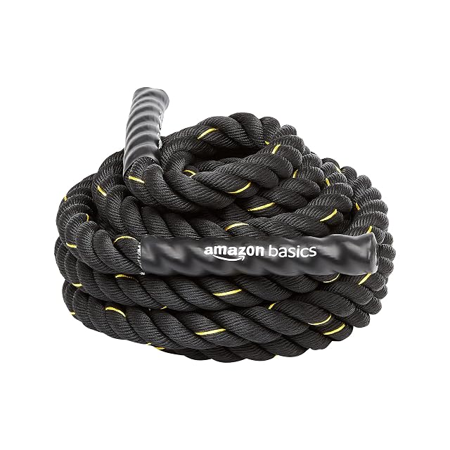 Amazon Basics schwarzes Battle Rope, 12 m mal 3,8 cm, aufgerollt