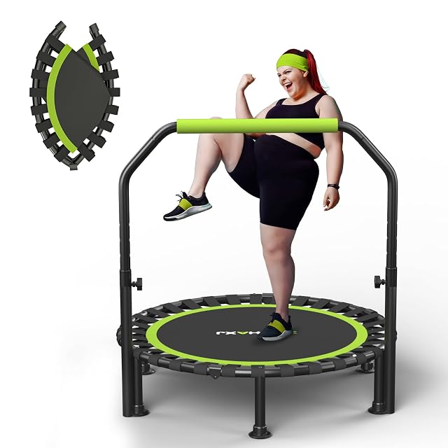 ZCMHAXJ klappbares Mini-Trampolin mit U-förmiger verstellbarer Haltestange und Gummiseilaufhängung
