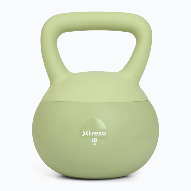 XTREXO weich ummantelte sandgefüllte Kettlebell mit breitem glattem Griff