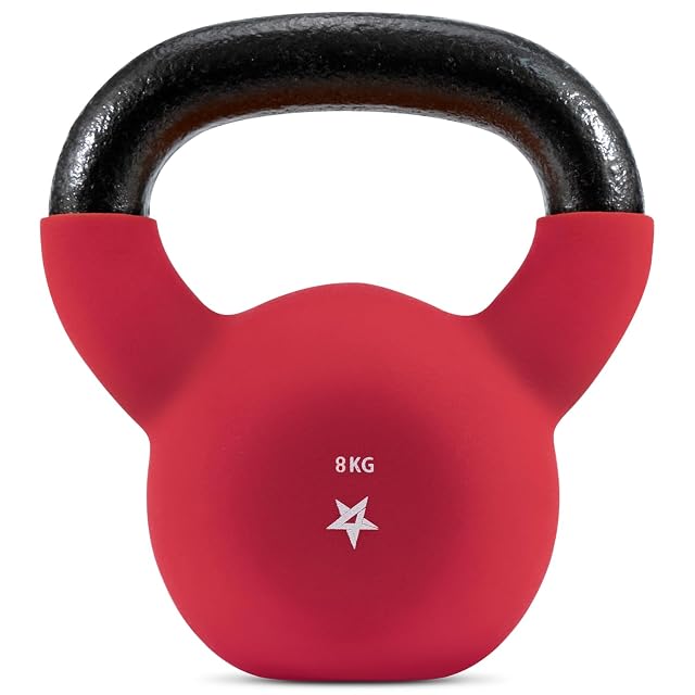Yes4All rote neoprenbeschichtete gusseiserne Kettlebell mit breitem Griff und flachem Boden