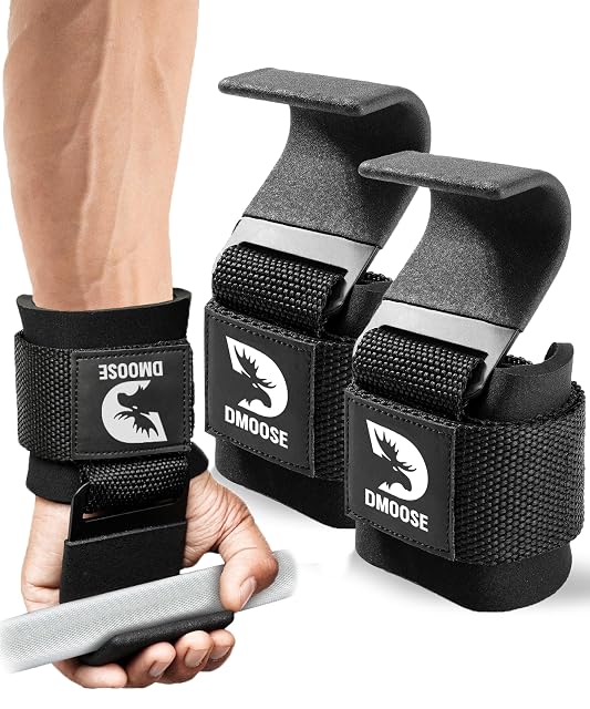 DMoose schwarze Zughaken mit gepolsterten Handgelenkbändern aus Nylon