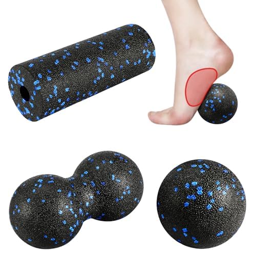 Collazoey drei schwarze, blau gesprenkelte Stücke — eine hohle Rolle, ein Erdnussball und ein einzelner Ball