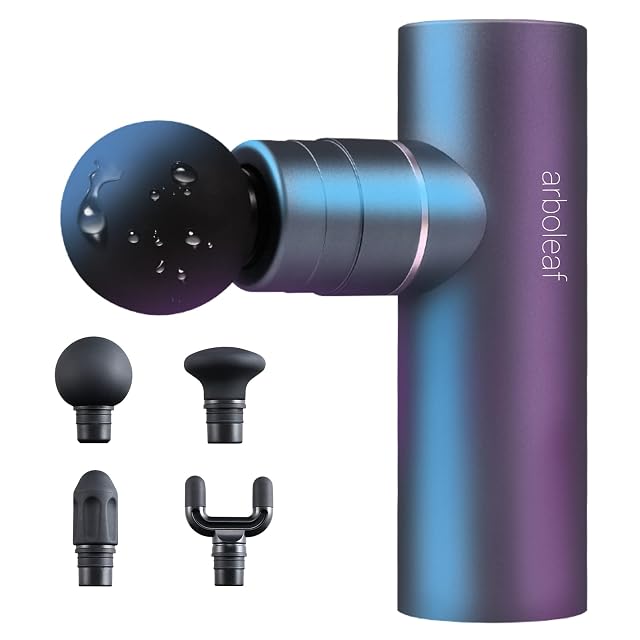 arboleaf CM20C Mini-Massagepistole aus Metall mit vier Silikonaufsätzen