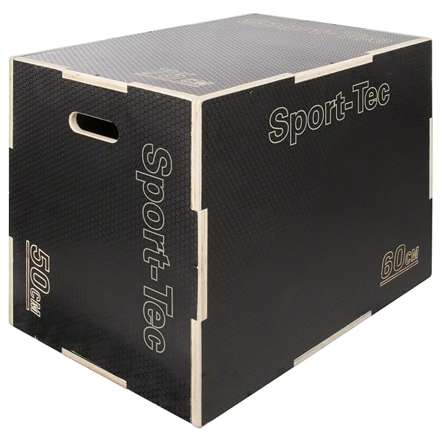 Sport-Tec 3-in-1 Sprungtrainer-Box aus Holz, 75 mal 60 mal 50 cm