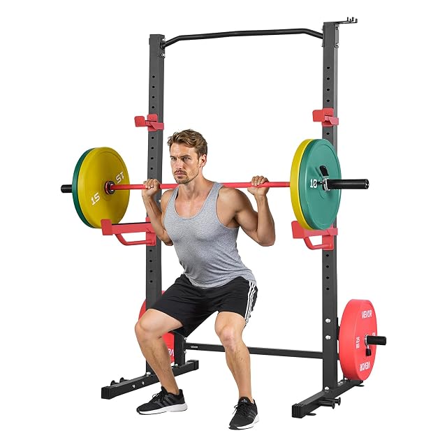 VEVOR SJ7100F pulverbeschichteter Power Cage mit J-Haken, Fangstangen und Bandankern