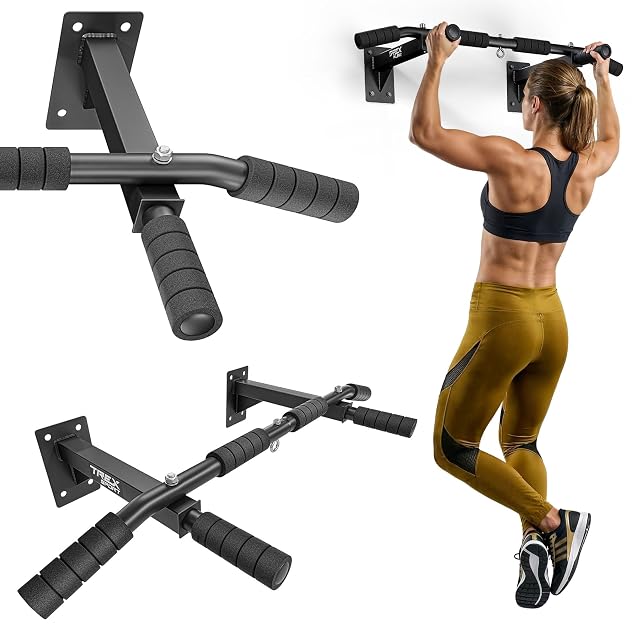 TREX SPORT TX-030PB Mehrgriff-Klimmzugstange für die Wand mit Öse für einen Boxsack