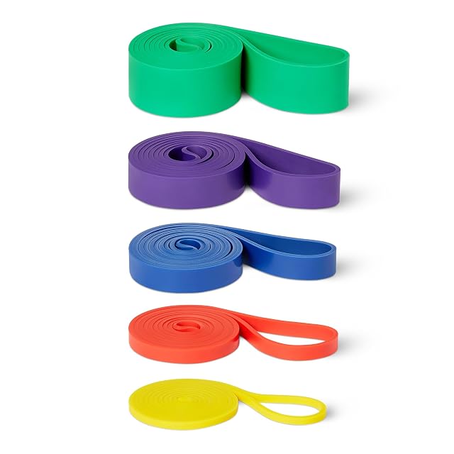 Amazon Basics Set aus fünf farbcodierten Fitnessbändern