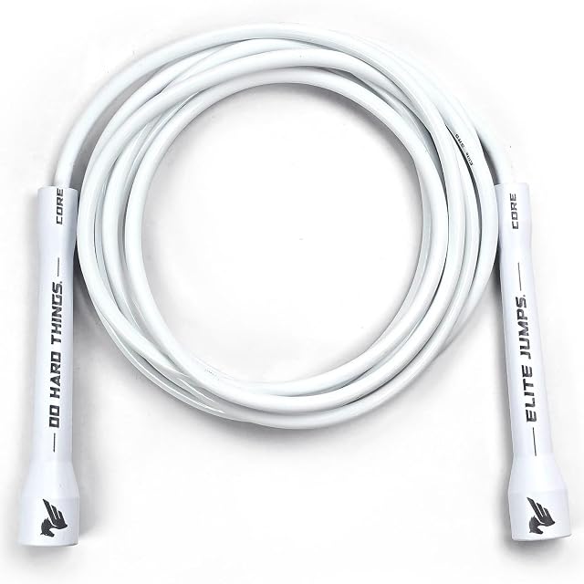 EliteSRS weißes 6-mm-PVC-Springseil mit langen Griffen