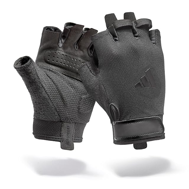 adidas Essential schwarze Trainingshandschuhe mit Handfläche in Wildlederoptik