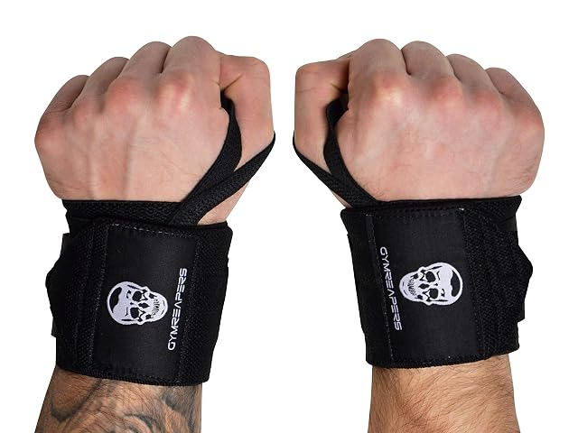 Gymreapers schwarze Handgelenkbandagen mit verstärkten Daumenschlaufen und breiten Verschlüssen